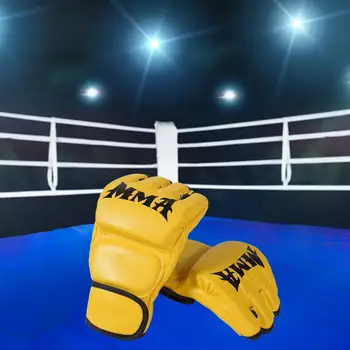 Перчатки для боевых искусств Половина пальца Открытые ладони Портативные удобные перчатки для ММА Тай Спарринг Фитнес Боксерская груша Взрослые 0