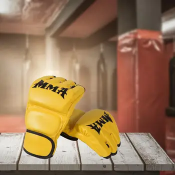 Перчатки для боевых искусств Половина пальца Открытые ладони Портативные удобные перчатки для ММА Тай Спарринг Фитнес Боксерская груша Взрослые 4