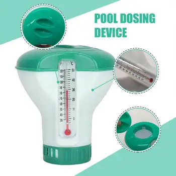 Плавающий дозатор хлора для плавательного бассейна с термометром Дезинфекция Автоматический аппликатор Насос Аксессуары для бассейна