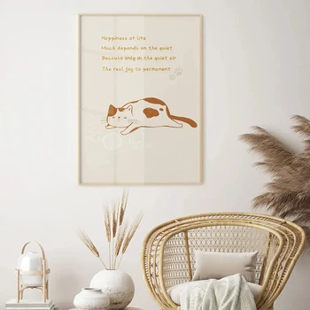 Плакат с животными, Картина на холсте с милой кошкой, Картина украшения детской спальни, Печать плаката, Письмо Холст Живопись Moder 1