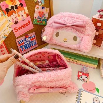 Плюшевый милый пенал сумка для девочек Kawaii Pen Pouch Box Большая емкость Кейсы Студент Обратно в школу Принадлежности Корейские канцелярские товары