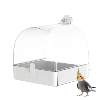 Подвесной прозрачный скворечник Клетка для попугая Неразлучник с выдвижным ящиком Аксессуары для ванны Комнатное кормление Многофункциональный