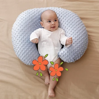 Подушка для грудного вскармливания Мягкая и дышащая подушка для кормления младенцев с точечной подложкой, однотонный коврик для поддержки головы 3