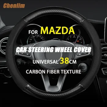  Подходит 37-38 см Автомобильный чехол на рулевое колесо из углеродного волокна Противоскользящие крышки рулевого управления автомобиля из искусственной кожи для MAZDA CX5 CX8 MX5 2 3 6 5