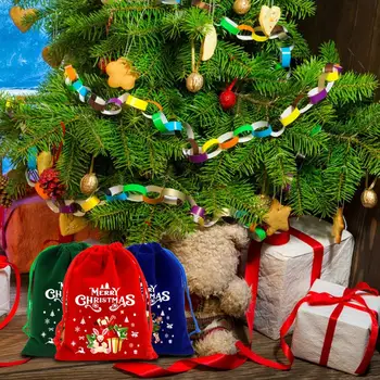 Праздничные сумки на шнурке Сумки с подарками на шнурке Рождественские конфеты Сумка на шнурке Праздничный Санта-Клаус Снеговик Олень для шоколада