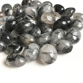 Прозрачные черные волосы Рутилированные натуральные галтованные камни Объемные лечебные кристаллы Полированные драгоценные камни Поставки Wicca Energy Decor