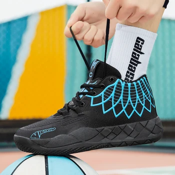 Профессиональная мужская баскетбольная модная обувь Баскетбольная спортивная обувь Нескользящие высокие женские дышащие баскетбольные ботинки 4