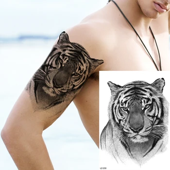 Реалистичная рука черного тигра Временные татуировки для мужчин взрослый волк лесной лев поддельная татуировка наклейка боди-арт украшение тату бумага 4