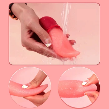 Реалистичные вибраторы для облизывания языка розы для женщин 10 скоростей соски стимуляция клитора секс-игрушка для взрослых женских пар вагина