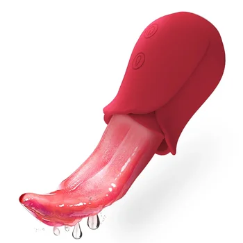 Реалистичные вибраторы для облизывания языка розы для женщин 10 скоростей соски стимуляция клитора секс-игрушка для взрослых женских пар вагина 1