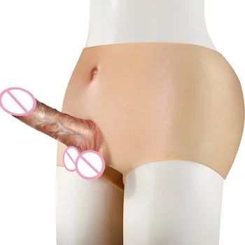 Реалистичные полые и твердые трусики со страпоном для лесбиянок Мужской силиконовый пенис для брюк Секс-игрушки для пар Гей Мастурбатор 5