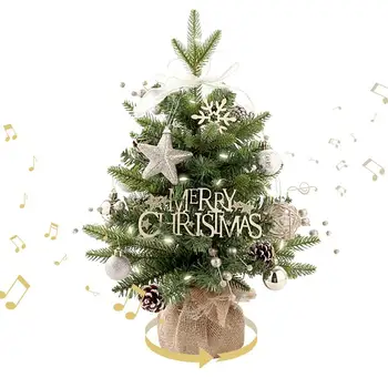 Рождественская елка Вращающаяся музыкальная шкатулка Светодиодный свет Сияющая рождественская елка Игрушки Креативный подарок для детей, мальчиков и девочек 0