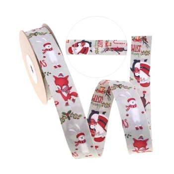  Рождественская лента 25 мм Традиционная двухсторонняя тесьма для рождественских ремесел Подарочная упаковка Цветочный букет Упаковка DIY 2