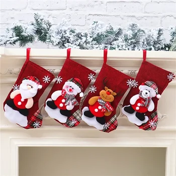Рождественские конфеты Подарочная сумка Украшение Реквизит Санта-Снеговик Чулок Средний Подарок Рождественский Чулок Украшение