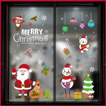 Рождественские наклейки на стену Наклейки на стекло Санта-Клаус Снеговик Рождественские украшения Рождественские украшения Домашний декор