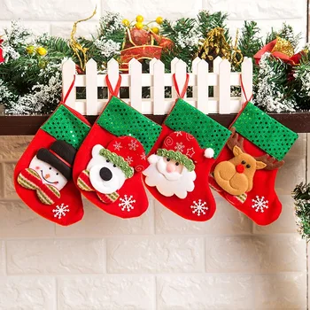 Рождественские носки Подарочная сумка Маленькие рождественские носки Кулон Декоративные принадлежности Санта-Клаус Подарок Конфеты Подарочная сумка