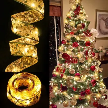Рождественские светодиодные ленты Украшение рождественской елки Светящиеся ленты Огни для фестивалей Вечеринки Собрания Подарочная коробка Ленты
