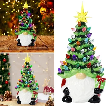 Рождественские украшения Маленький мини-праздничный декор - 6,2-дюймовая рождественская елка с подсветкой и разноцветными огнями