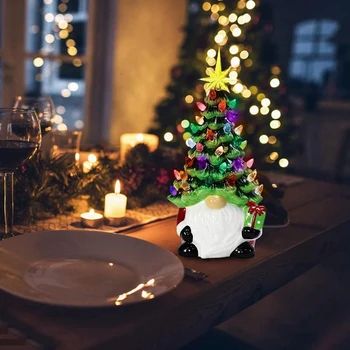 Рождественские украшения Маленький мини-праздничный декор - 6,2-дюймовая рождественская елка с подсветкой и разноцветными огнями 1