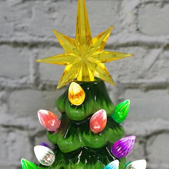 Рождественские украшения Маленький мини-праздничный декор - 6,2-дюймовая рождественская елка с подсветкой и разноцветными огнями 4