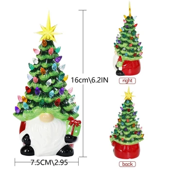 Рождественские украшения Маленький мини-праздничный декор - 6,2-дюймовая рождественская елка с подсветкой и разноцветными огнями 5