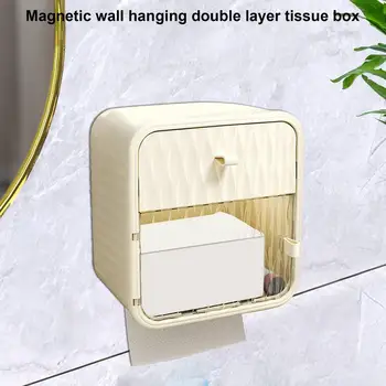 Роскошная настенная коробка для салфеток Полка для хранения Коробка для салфеток Водонепроницаемая коробка для туалетной бумаги без перфорации с выдвижным ящиком Рулонная бумажная коробка 1