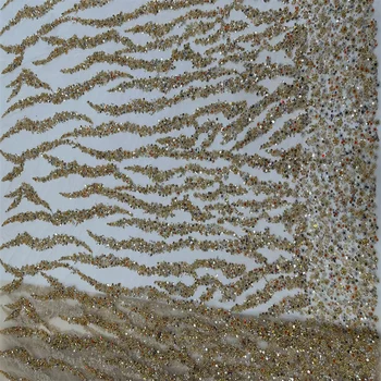  Роскошные африканские тяжелые бусины Кружевная ткань Высококачественная французская вышивка Нигерийские пайетки Кружевные ткани для шитья RJW-1141 1