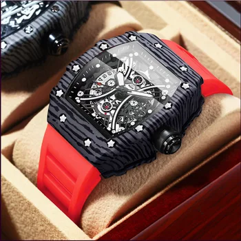  Роскошный бренд Мужские кварцевые часы Силиконовый ремешок Бочкообразные светящиеся ручные часы Мода на открытом воздухе Спортивные мужские наручные часы
