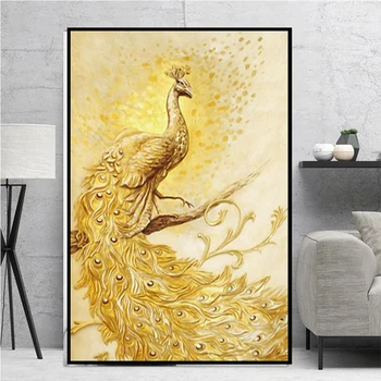 Роскошный золотой животный павлин холст живопись плакаты и принты настенные художественные картины для гостиной домашний декор без рамы 0