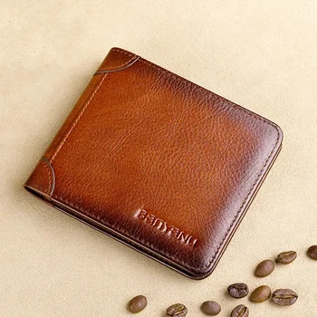 Роскошный мужской короткий кошелек из натуральной кожи RFID Монета Мужчина Корова Держатели карт Мужские маленькие кошельки Зажим для денег
