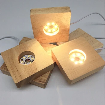  светодиодный цоколь лампы из массива дерева с USB-кабелем для передачи данных 6 встроенных светодиодных бусин для износостойкого ночника основания для ювелирного хрусталя