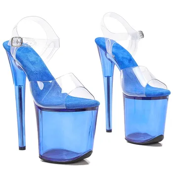 сексуальная леди 20 см / 8 дюймов с блестящим ПВХ starp маленький открытый носок платформа на высоком каблуке сандалии pole dance обувь 134