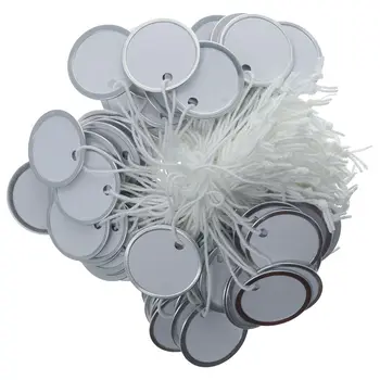 Серебристый металлический обод Бирки для автомобильных ключей Белые круглые круглые бумажные бирки 31 мм Пустые металлические бирки Багаж