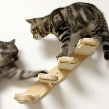  Сизаль Дерево Лестница для скалолазания Кошка Игрушка Настенная Лестница из массива дерева Лестница для скалолазания Товары для домашних животных