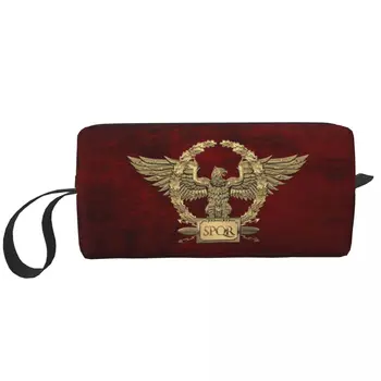 Симпатичная золотая римская сумка для туалетных принадлежностей Imperial Eagle для женщин Военный Рим SPQR Косметичка Косметичка Косметичка Красота Хранение Dopp Kit