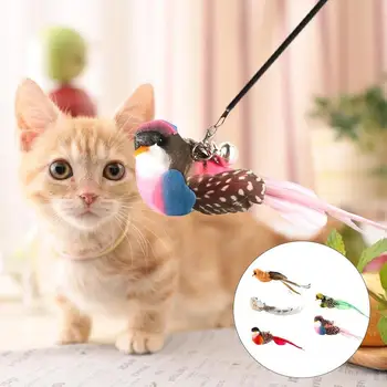 Симуляция птицы интерактивная игрушка для кошек забавная перьевая птица с колокольчиком кошка дразнилка палочка тренировочная игрушка для домашних котят домашних животных