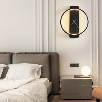 Скандинавский минималистичный настенный светильник с часами, спальня, прикроватная гостиная, фон телевизора, настенный светильник, коридор, проход, украшение дома, свет 2