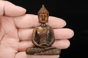 Случайная отправка КИТАЙ античная латунь фэншуй Сакьямуни маленький статуя Будды Металлические ремесла семейные украшения статуэтка pandent 2