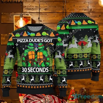 Смешная пицца еда уродливые рождественские вязаные свитера смешные рождественские подарки на Хэллоуин Джемперы Топы Пара Праздничная вечеринка Унисекс Повседневный-3