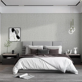  Современные простые однотонные обои с текстурой льна для стен спальня гостиная диван телевизор фон однотонный белый обои в рулонах 3