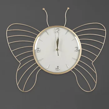 Современный дизайн Настенные часы Минималистичная батарея Металл Простые настенные часы Бабочка Животное Тихое Бесшумное Украшение гостиной