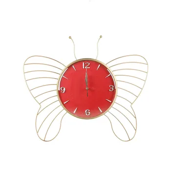 Современный дизайн Настенные часы Минималистичная батарея Металл Простые настенные часы Бабочка Животное Тихое Бесшумное Украшение гостиной 2
