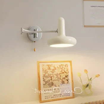 Современный кремовый светодиодный индивидуальный настенный светильник Кулисная лампа для спальни Лампа для детской комнаты Выдвижное фоновое освещение 5