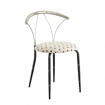  Современный минималистичный обеденный стул из листьев гинкго Металлический обеденный стул из нержавеющей стали средней старины Стул для макияжа