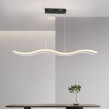 Современный светодиодный подвесной светильник Домашний декор Длинная полоса Подвесной светильник для гостиной Dinging Room Bar Indoor Black White Acrylic Светильники