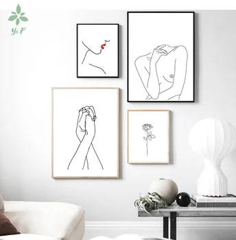 современный скандинавский стиль холст масло абстрактная фигура линия рисунок тело рука может для дома стена украшать