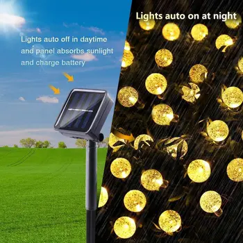 Солнечные гирлянды Наружные 60 светодиодных хрустальных светильников с 8 режимами Водонепроницаемый фонарь патио на солнечных батареях для декора вечеринки в саду 4