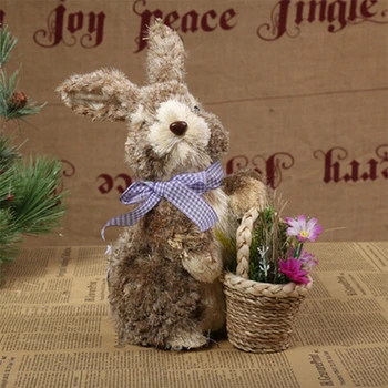  соломенные фигурки пасхального кролика ручной работы плетеные украшения для рабочего стола кролика 3