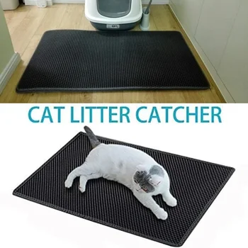 Сотовый двухслойный дизайн Водонепроницаемый материал для защиты от мочи Коврик для кошачьего туалета EVA EVA Cat Litter Trapper Коврики с водонепроницаемым дном 1