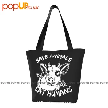 Спасти животных Есть людей Злая свинья Дамские сумки Портативная сумка для покупок Сумка через плечо